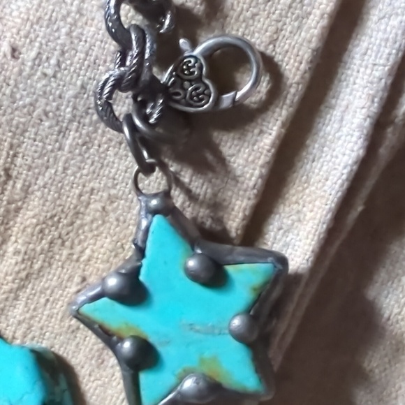 Turquoise and Silver Star Pendant Necklace - Picture 2 of 3